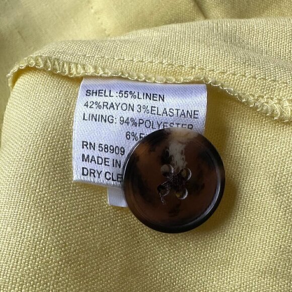 EUC Gianni Bini Square Neck Ruffled Linen Blend Crop Jumper in Yellow - Size 10 - Picture 11 of 11